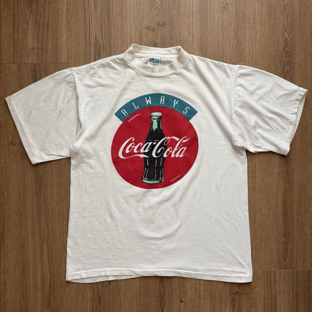 Vintage 90s Always Coca Cola Eagle Flight Graphic T-Shirt L Unisex White Shirt